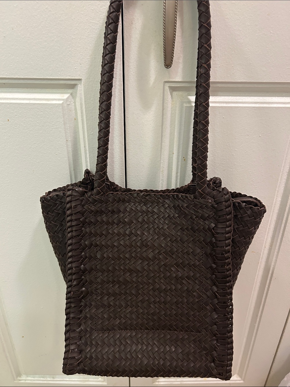 NWT Madewell woven leather Lexington small tote in coffee bean - Picture 5 of 6